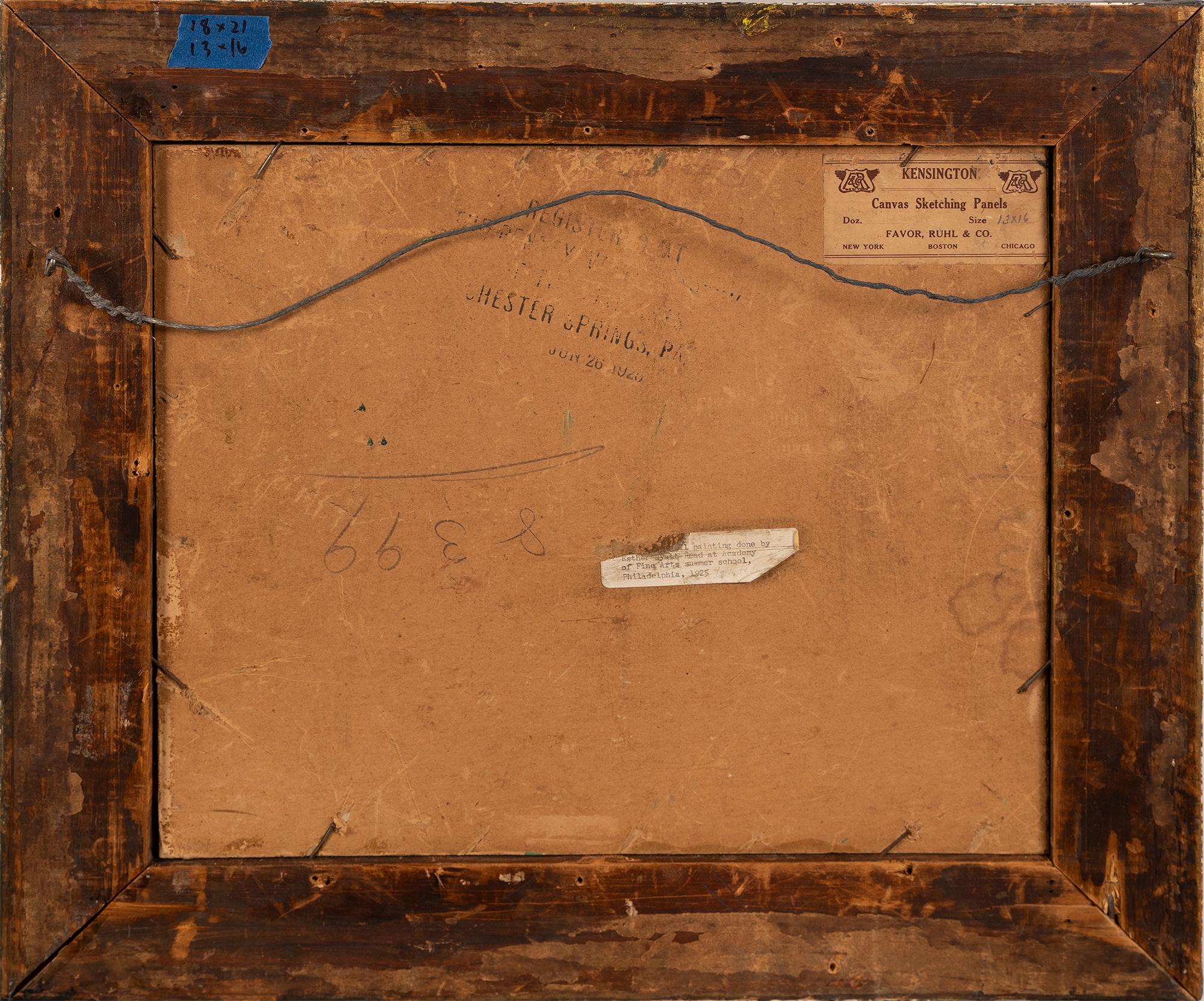 Antiguo cuadro al óleo americano Plein Aire Impresionista Paisaje de granja enmarcado en venta 3