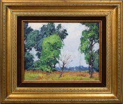 Antique American Plein Aire Impressionist Summer Landscape New York Oil Painting