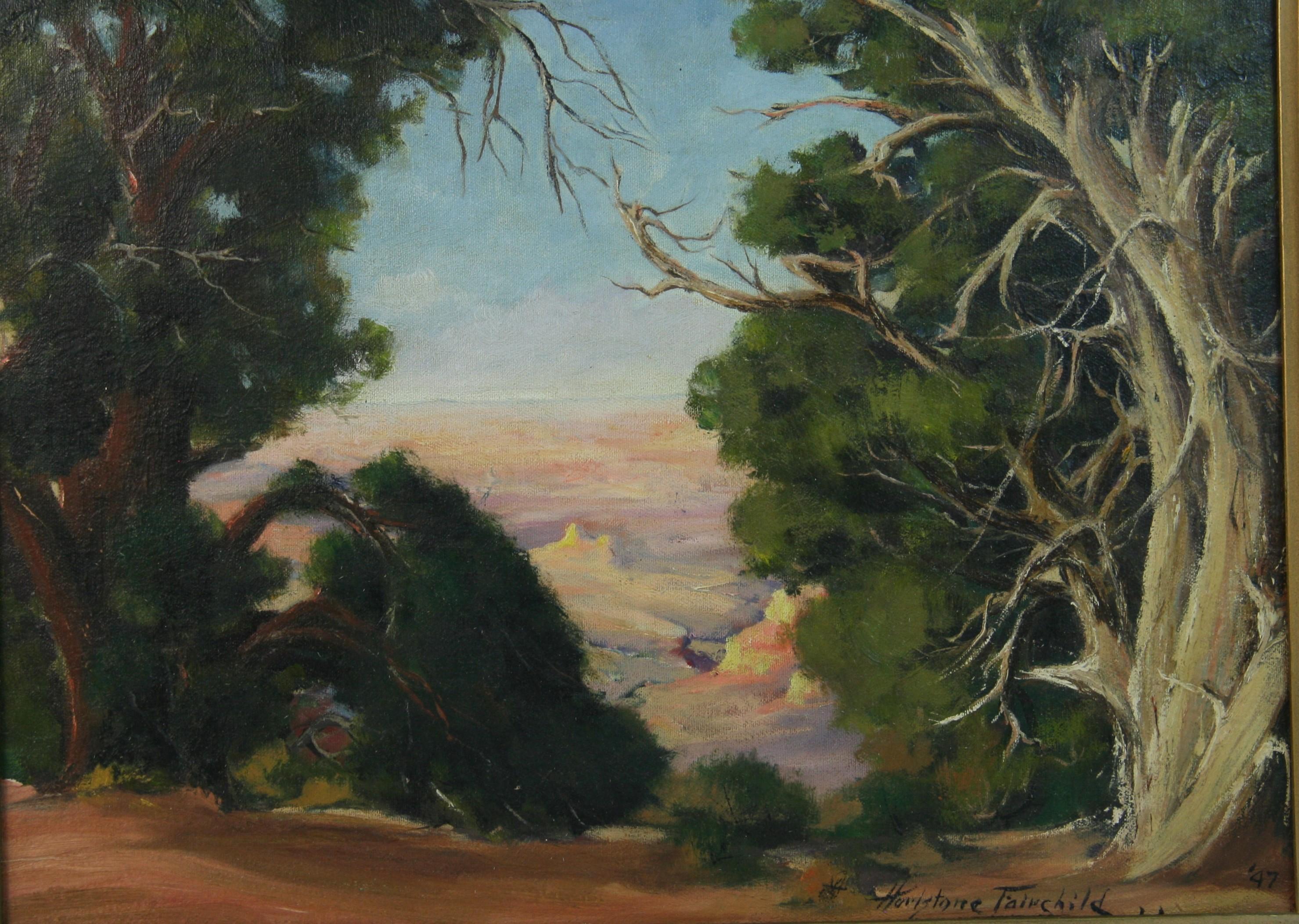 Antike Amerikaner  Realistisch gerahmter Sommersee  Landschaft von Horlstone Fairchild (Braun), Landscape Painting, von Unknown