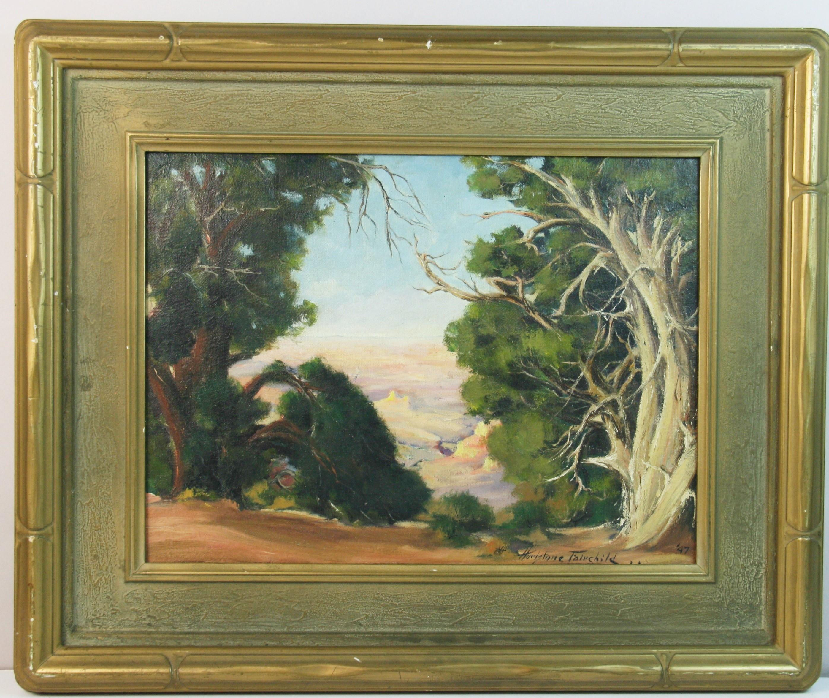 Antique American  Realist Framed Summer Lake  Landscape by Horlstone Fairchild
