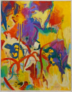 Antica scuola americana 1960 Street Art astratta incorniciata  Pittura ad olio moderna