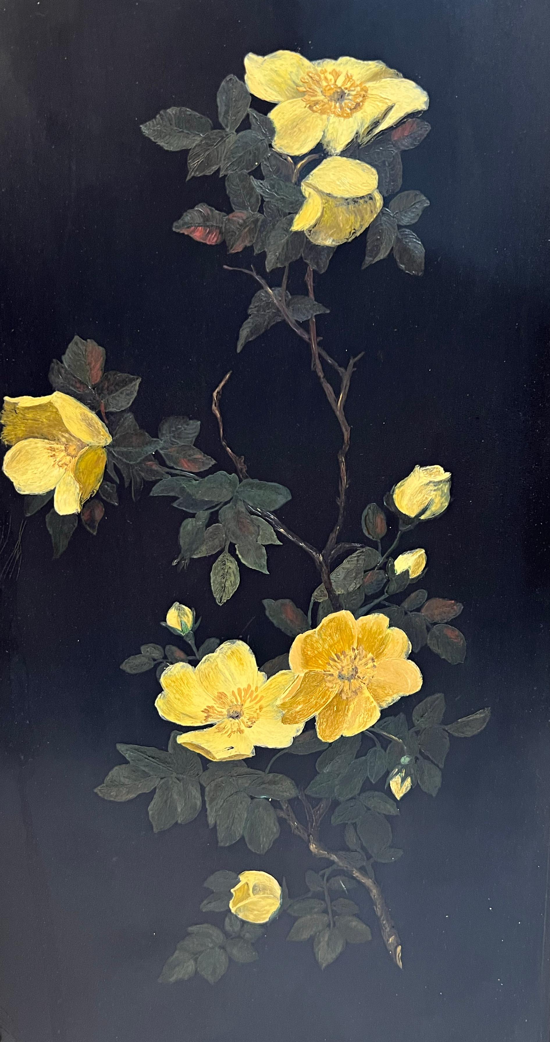 Antique American School 19th Century Flower Still Life Original Oil Painting 1