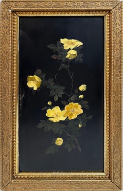 Antique American School 19th Century Flower Still Life Original Oil Painting