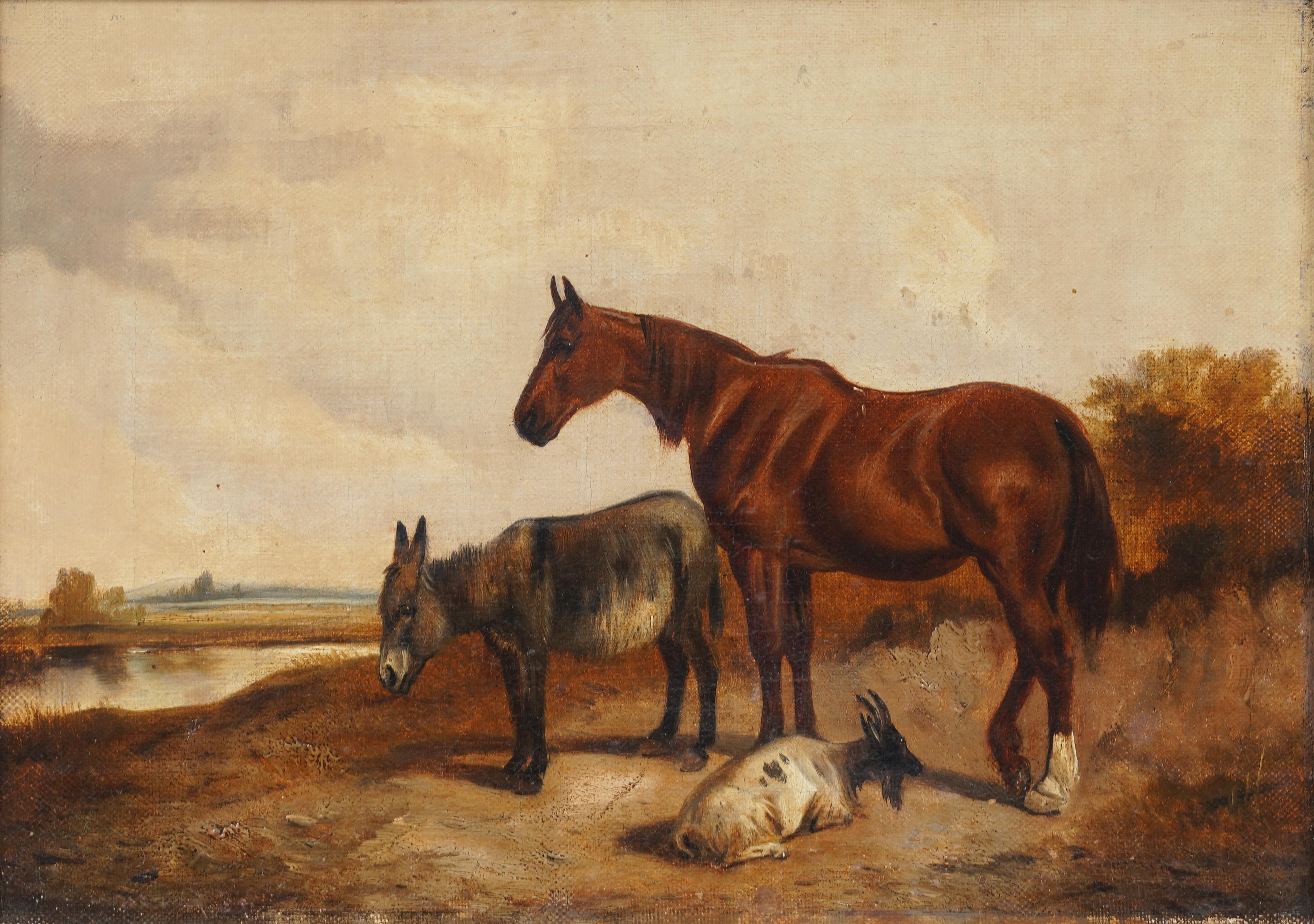 Very finely painted and impressive 19th century animal portrait painting.  Oil on canvas.  Framed.  Image size, 10
