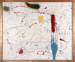 Antique American School Abstract Expressionist Abstract Action Drip Oil Painting