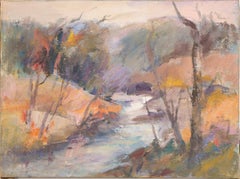 Antikes abstrakt-expressionistisches Wald-Innen-Ölgemälde der amerikanischen Schule