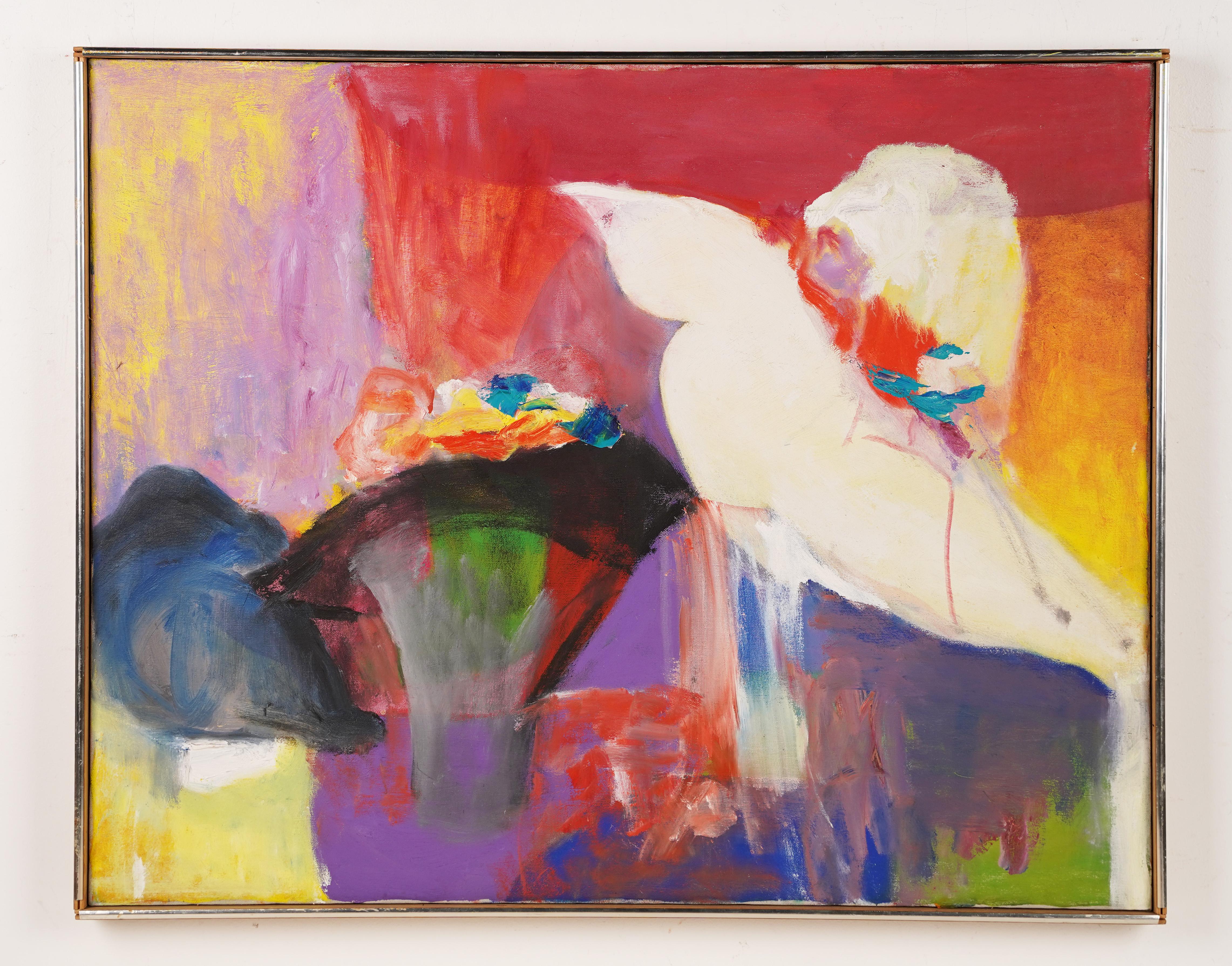 Antikes abstrakt-expressionistisches Ölgemälde, Hut Shop, amerikanische Schule, Brillant  (Abstrakter Expressionismus), Painting, von Unknown