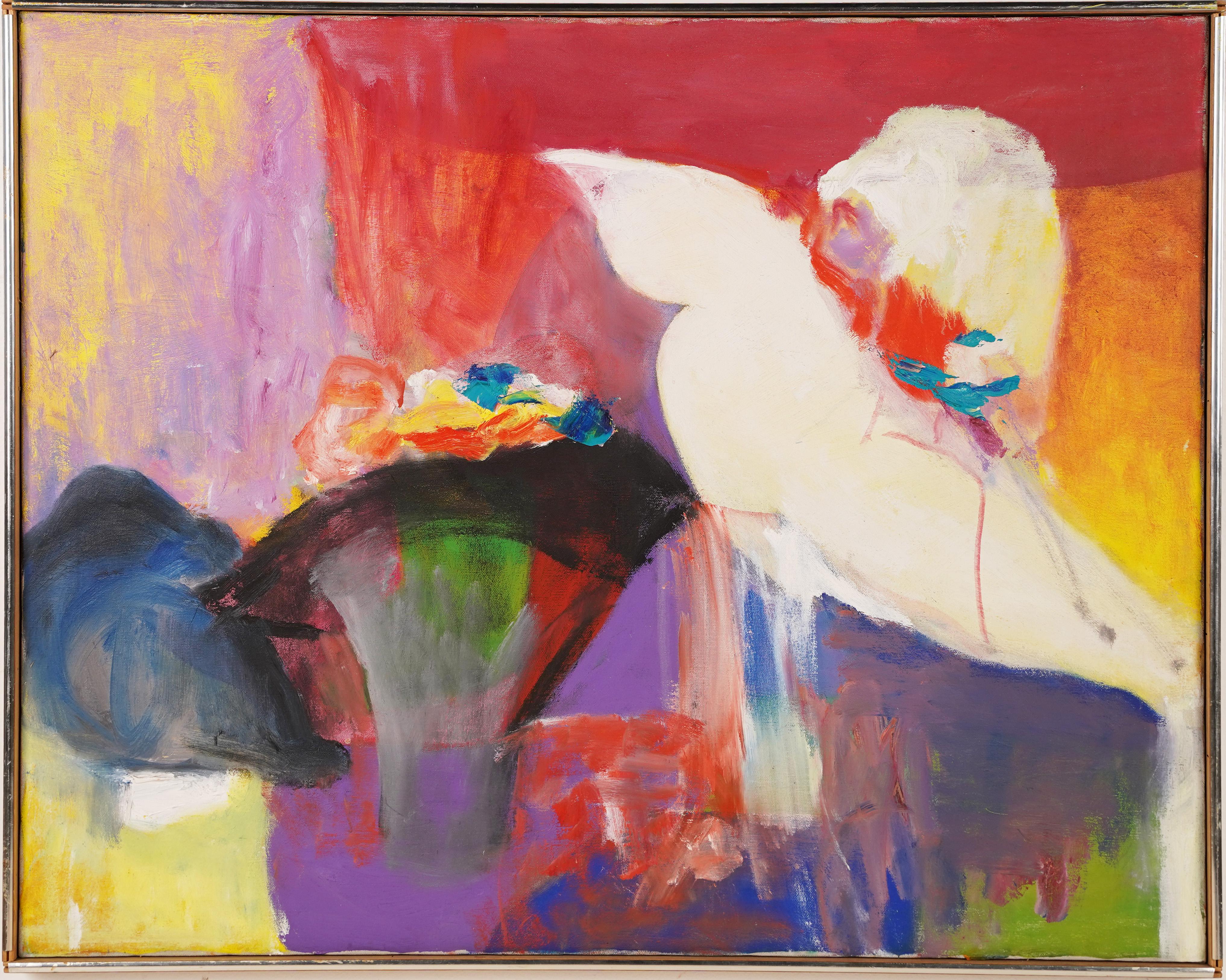 Unknown Abstract Painting – Antikes abstrakt-expressionistisches Ölgemälde, Hut Shop, amerikanische Schule, Brillant 