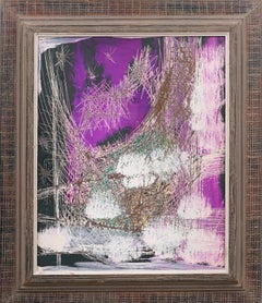 Antiguo cuadro al óleo de la Escuela Americana Expresionismo Abstracto Modernista enmarcado