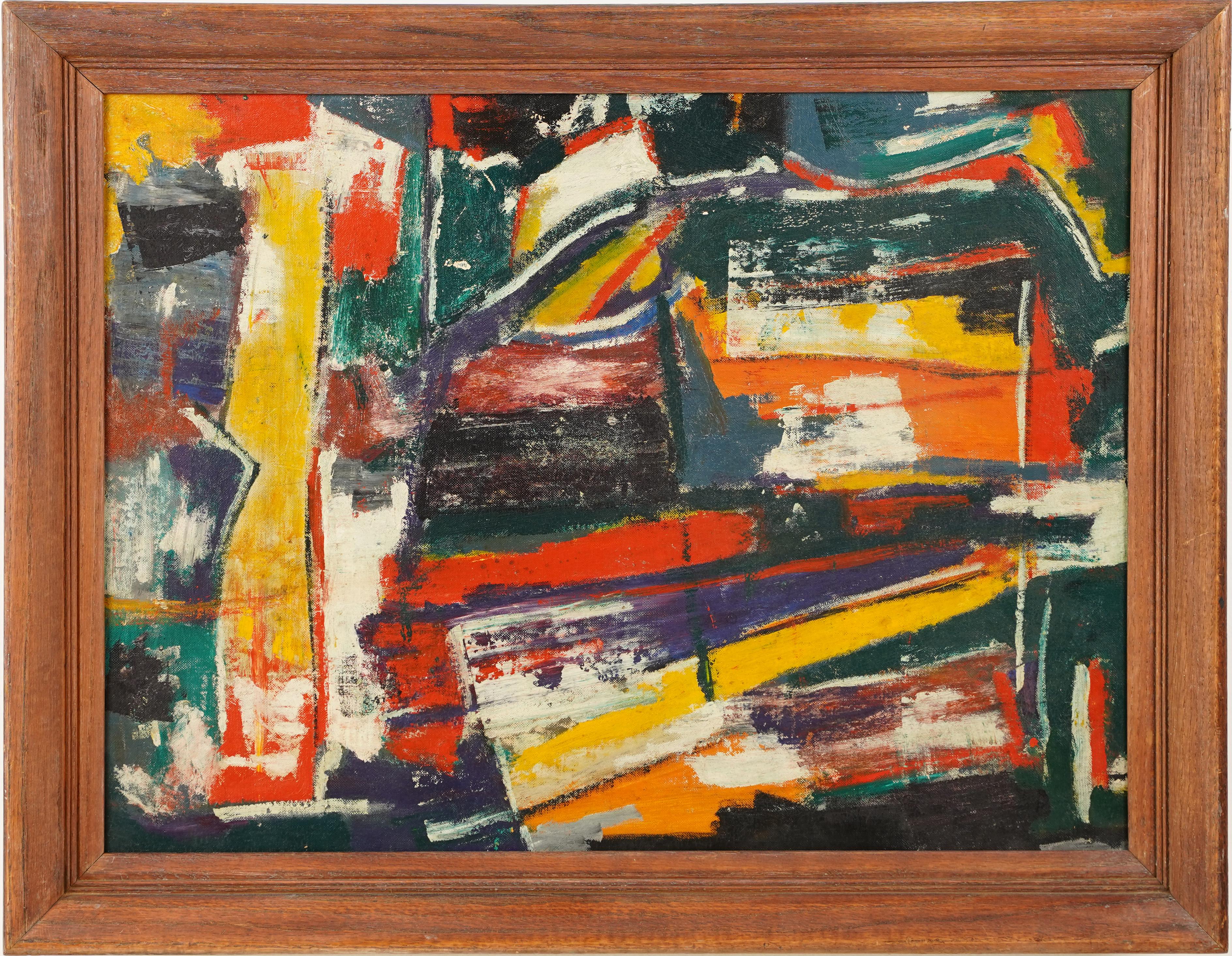 Unknown Abstract Painting –  Antikes Ölgemälde der amerikanischen Schule des Abstrakten Expressionismus in New York City