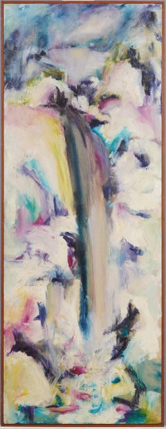 Vintage American School Abstract Expressionist Waterfall Nature-scape Painting