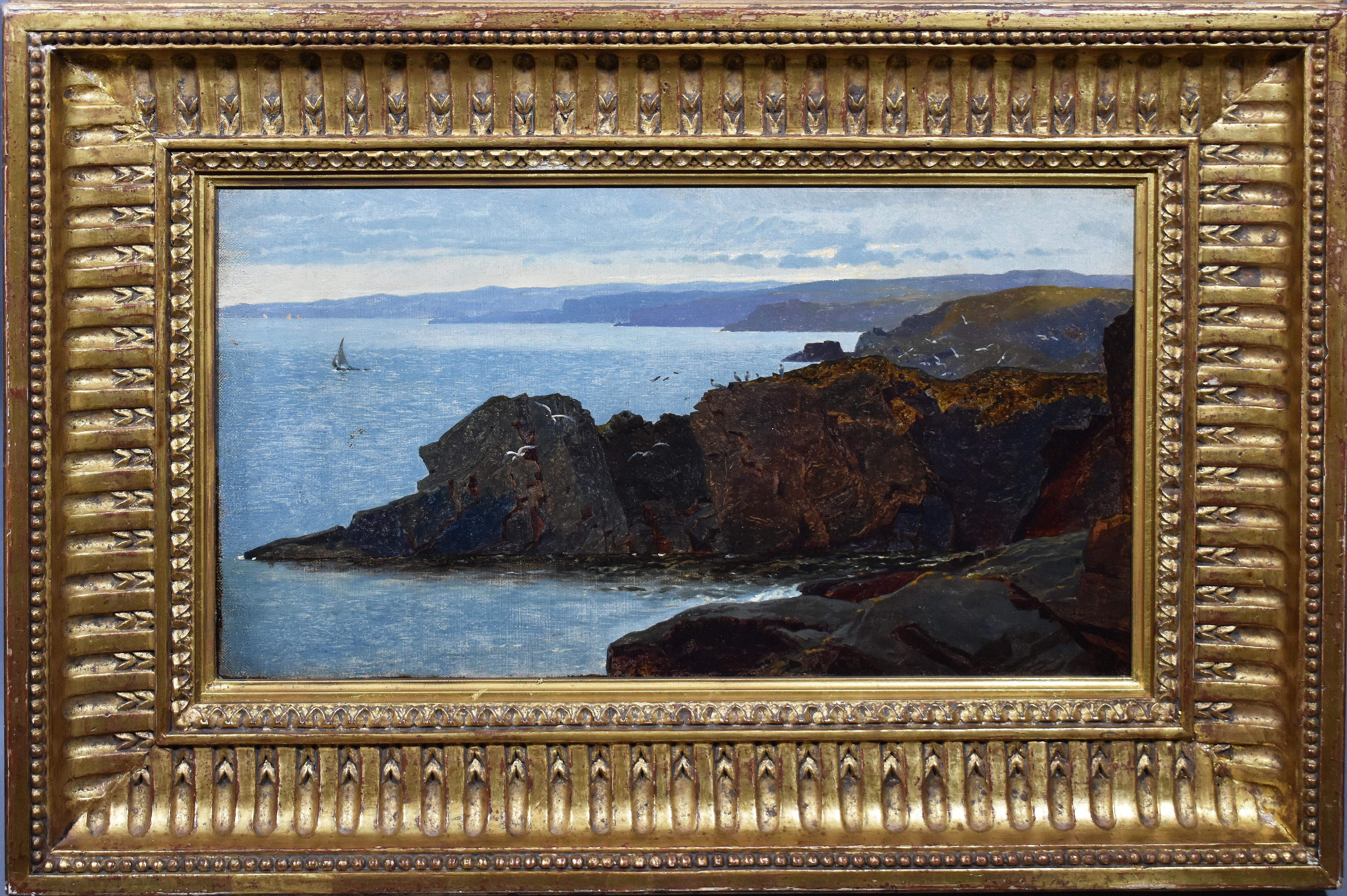 Unknown Landscape Painting - Antique American School Circle of William Haseltine Italian Coastal Oil Painting