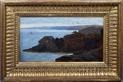 Antique American School Circle of William Haseltine Italian Coastal Oil Painting