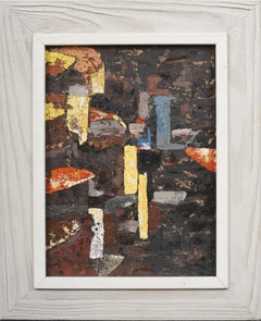 Antike amerikanische Schule "Stadt des Lichts" abstrakte architektonische gerahmte Malerei