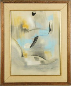 Antique American School Cubist Abstract Signed Framed Pastel Painting