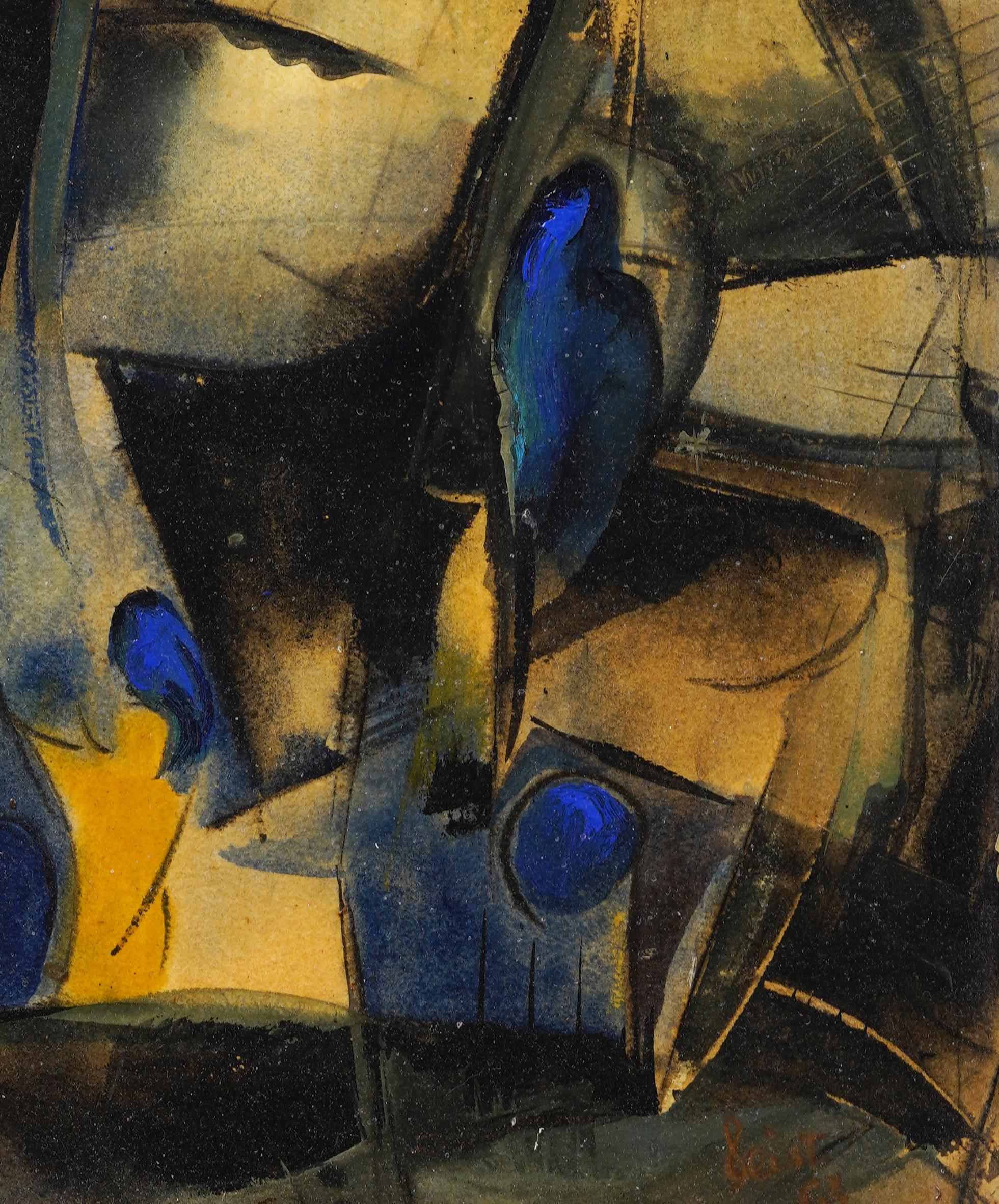Impresionante óleo abstracto de principios del modernismo americano.  Enmarcado.  Óleo sobre tabla.  Firmado.  Tamaño de la imagen, 12H por 10L.
