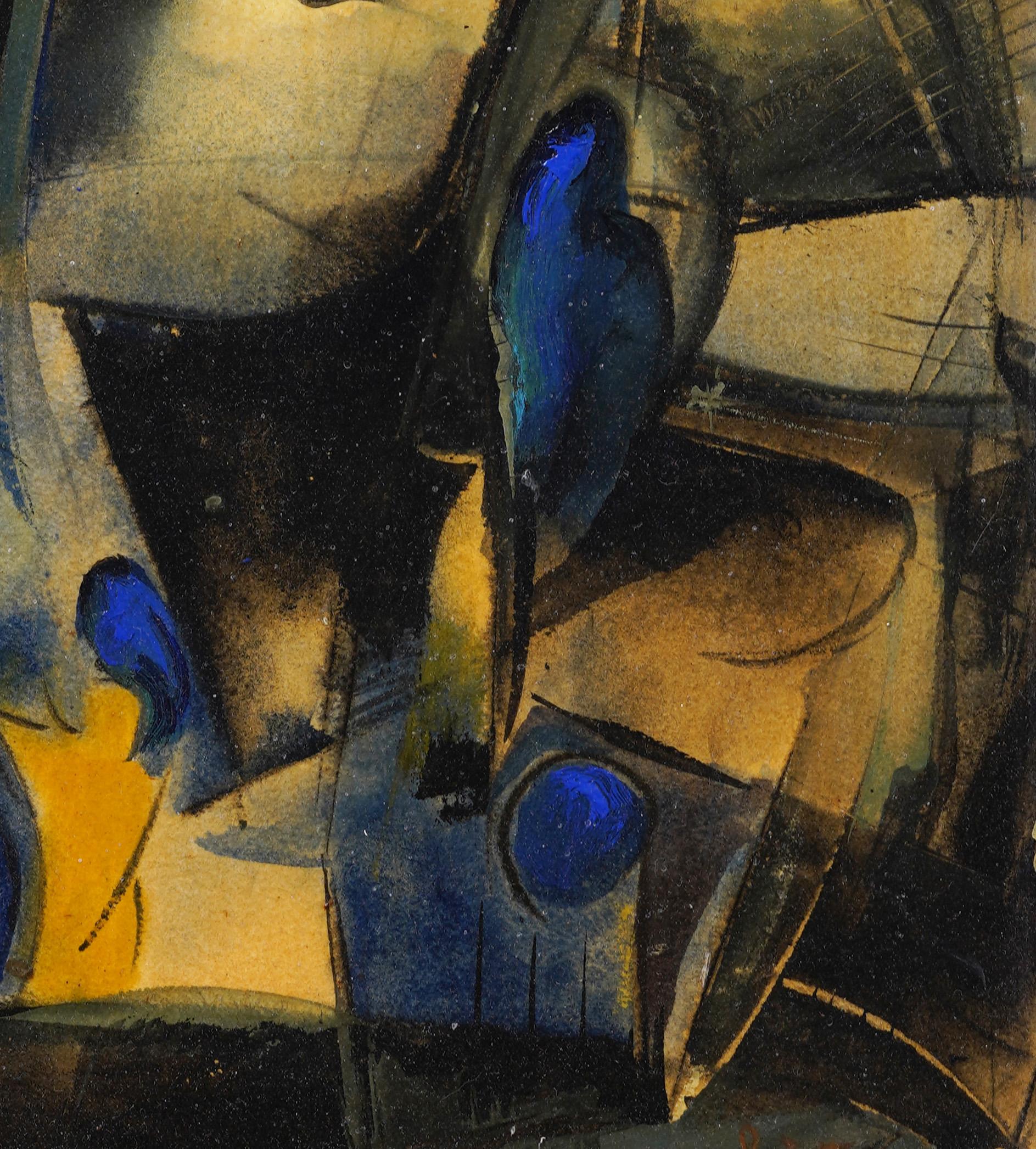 Antiguo Cubista de la Escuela Americana Firmado  Pintura al óleo abstracta enmarcada en venta 1