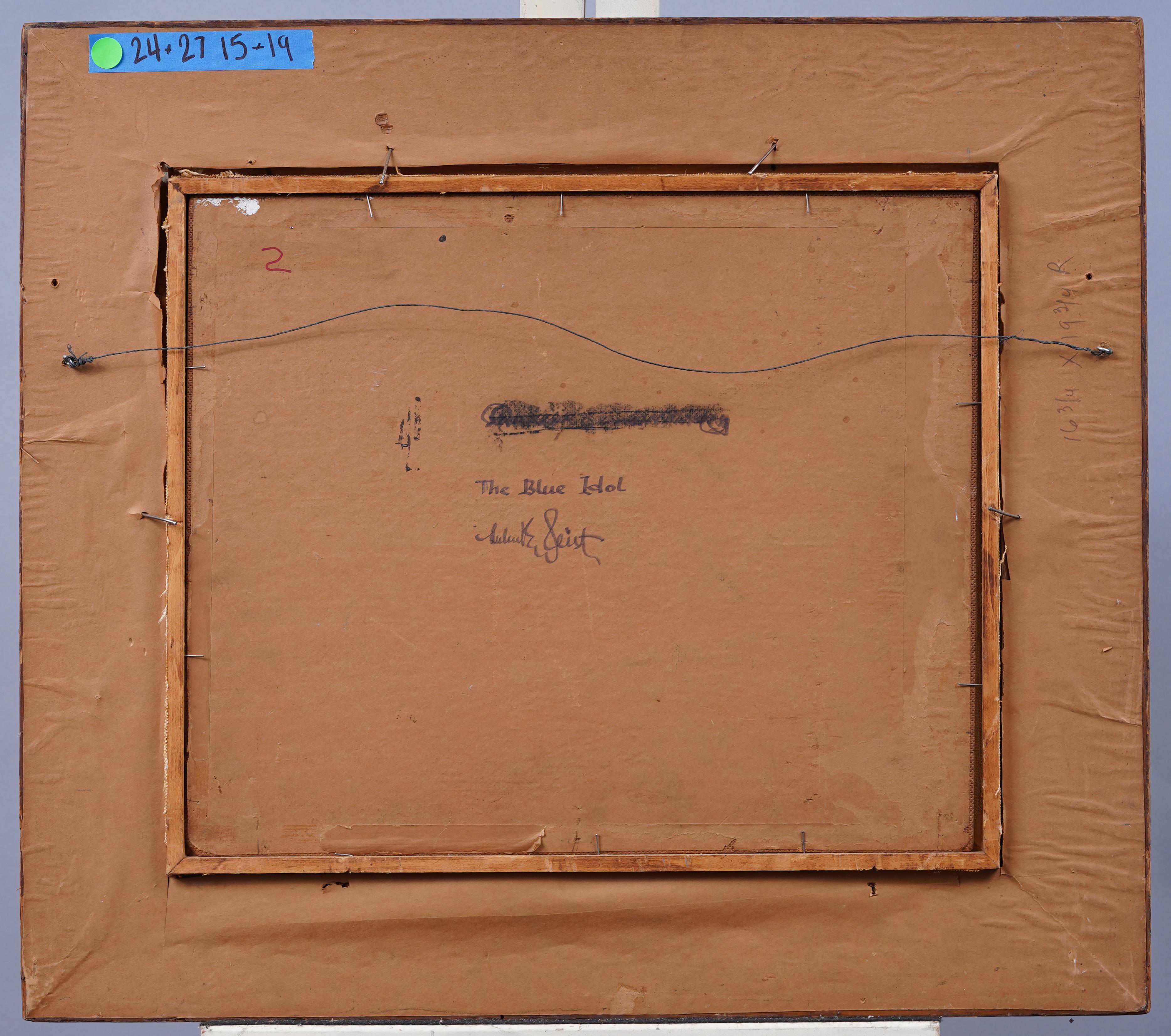 Antico cubista di scuola americana firmato  Pittura ad olio astratta con cornice in vendita 2
