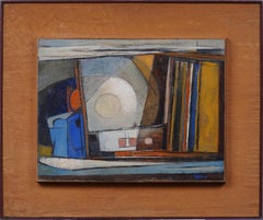 Antique American School Cubist Signed Rare Early Framed Abstract Oil Painting