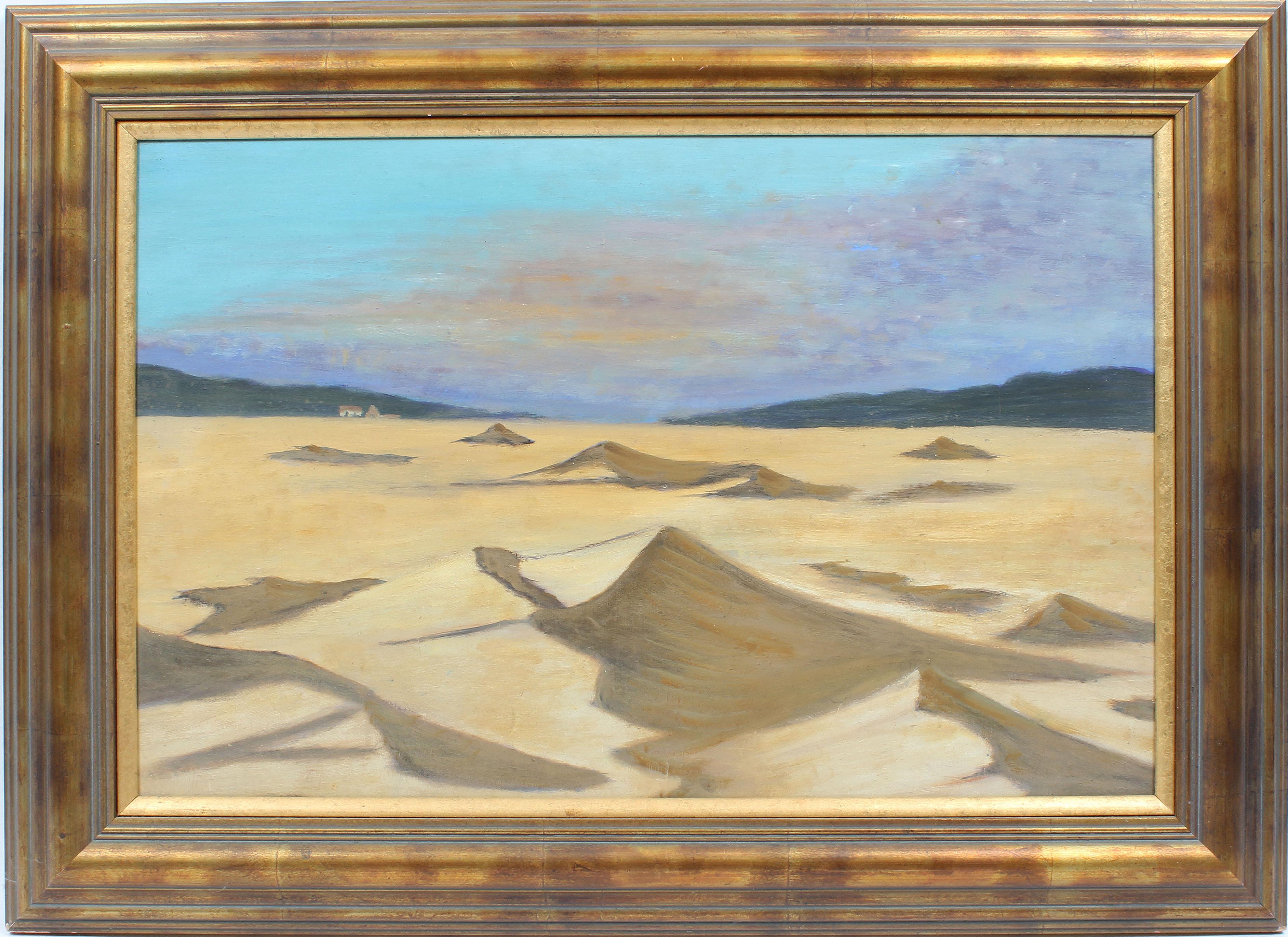 Unknown Landscape Painting - Antique American School Desert Beach Dune Western American Original Oil Painting