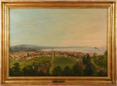 Antique American School Early 1800's View of Buffalo NY Landscape Oil Painting