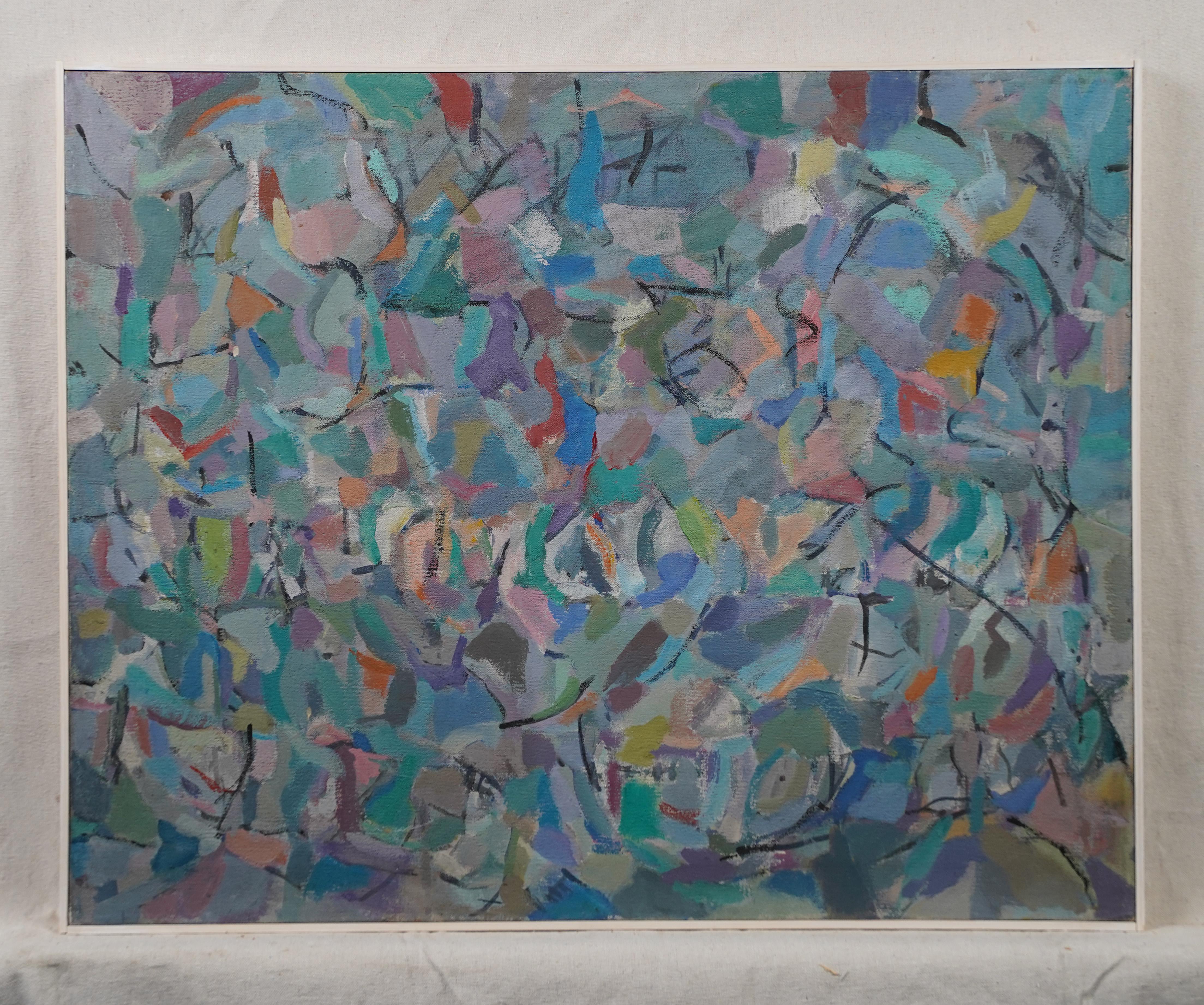  Peinture à l'huile expressionniste abstraite moderne encadrée de l'école américaine d'antiquités de New York - Painting de Unknown