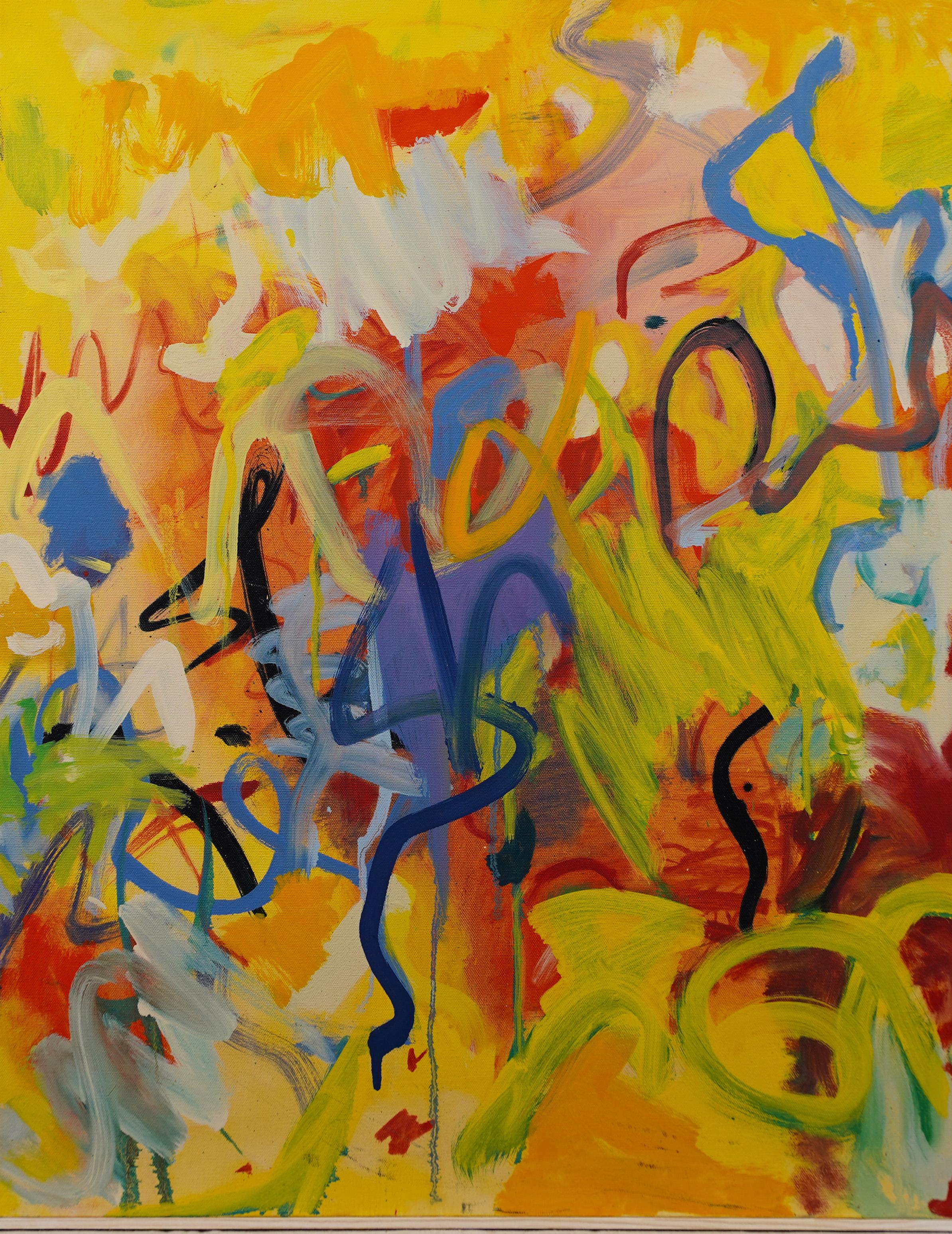 École américaine d'antiquités  Peinture à l'huile expressionniste abstraite moderne encadrée - Marron Landscape Painting par Unknown