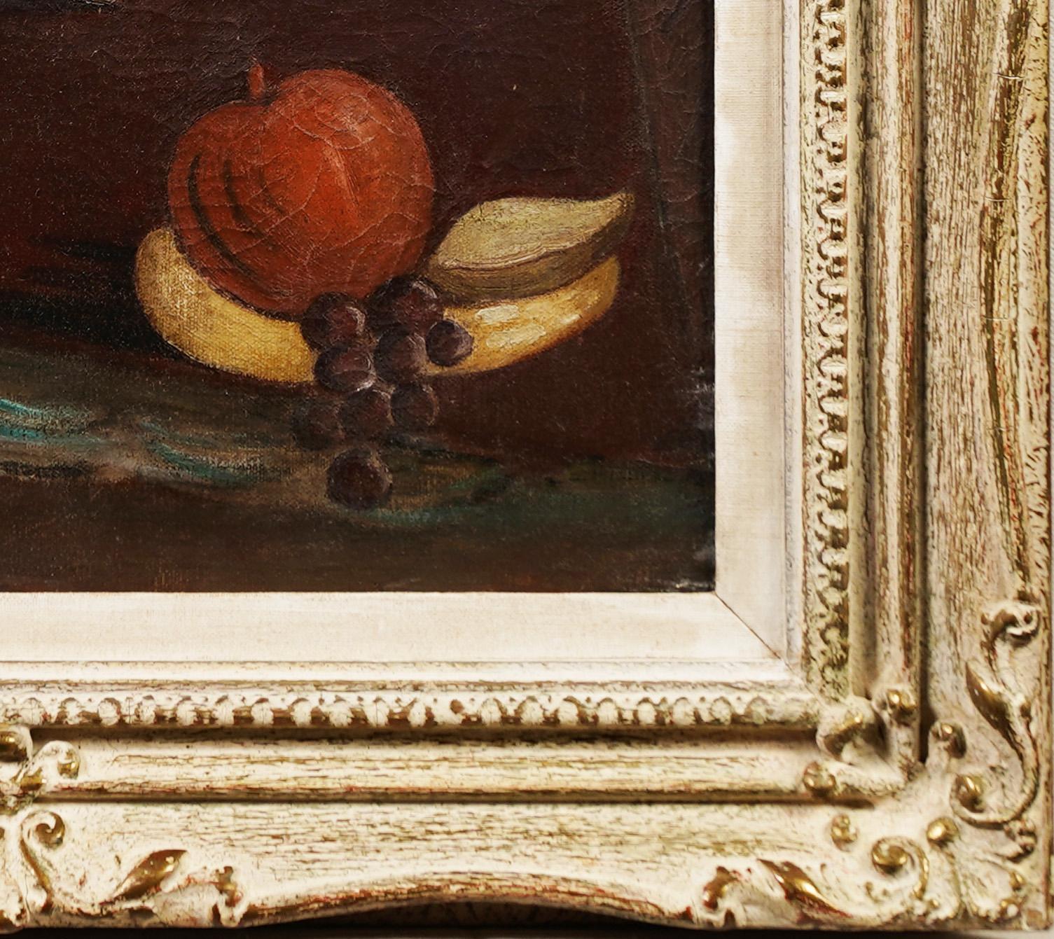  Antique American School Framed Modern Kitchen Still Life Fruit Oil Painting For Sale 3
