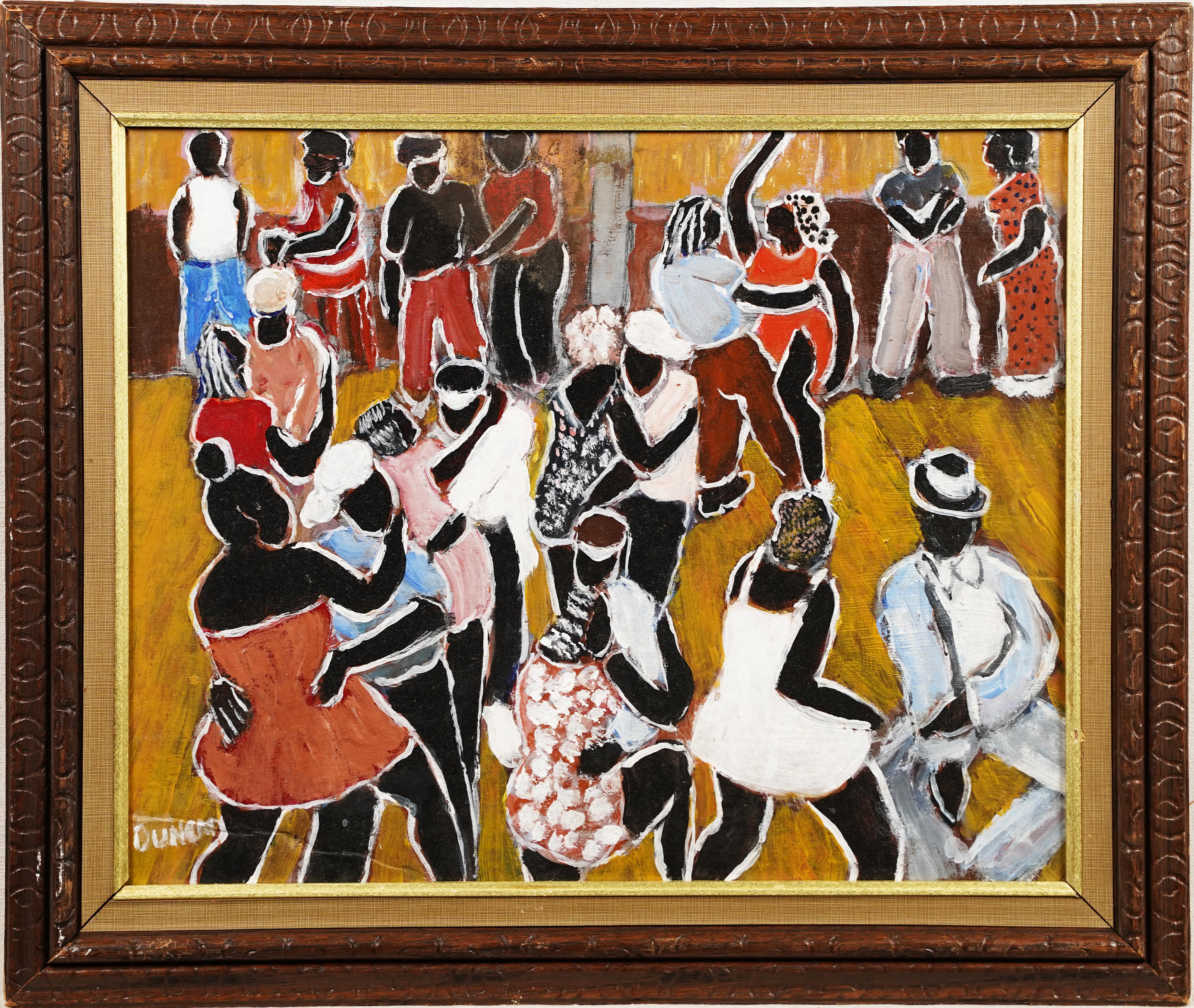  Antikes schwarzes Figuren-Tanzgemälde der amerikanischen Schule, Harlem, Renaissance-Ära (Moderne), Painting, von Unknown