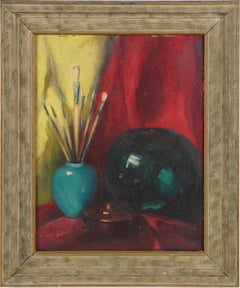 Antike amerikanische Schule Impressionist Künstler Studio Stillleben Ölgemälde