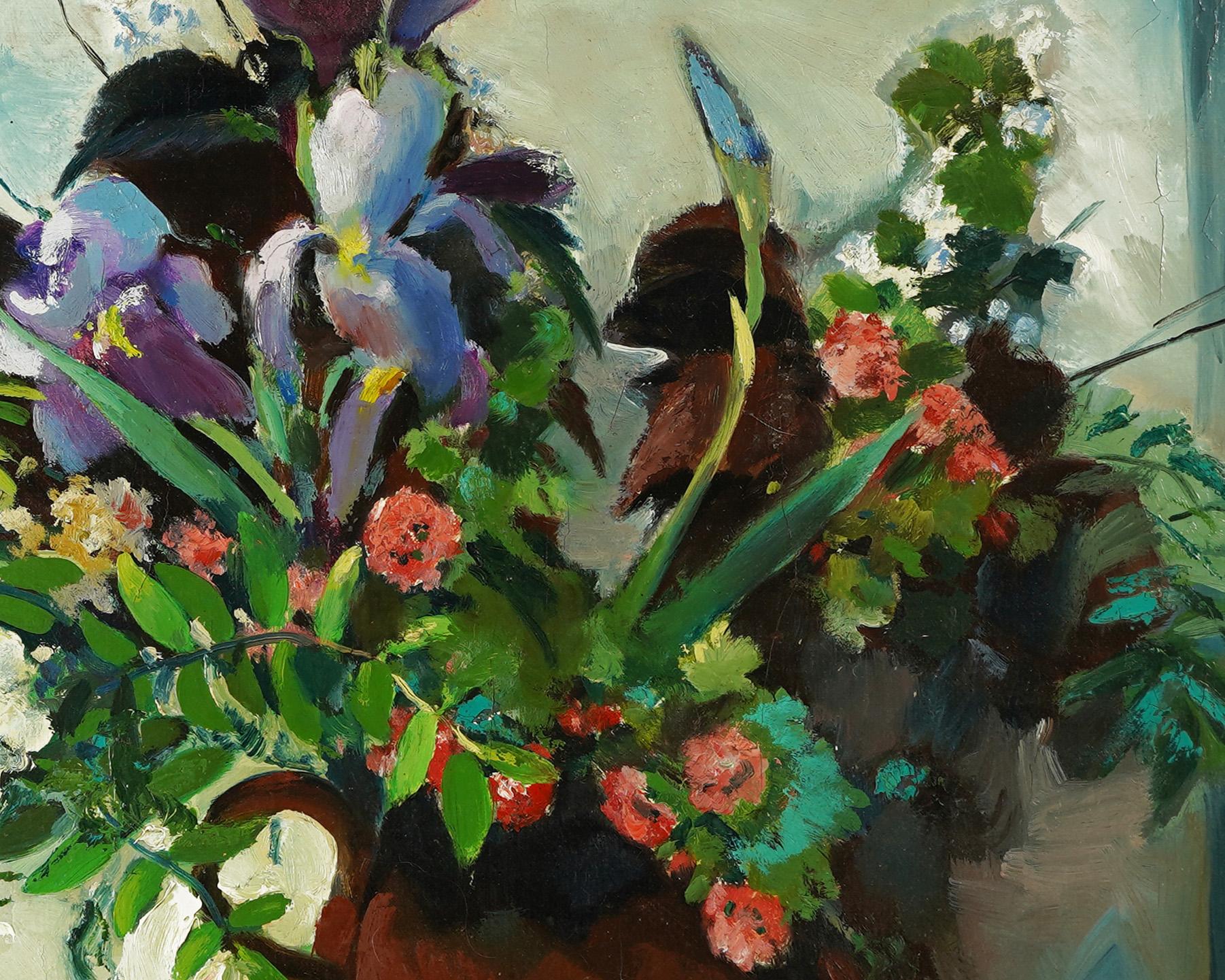Antique American School Impressionist Flower Still Life Signed Framed Painting For Sale 3