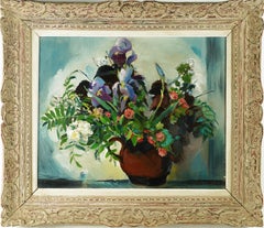 Antique American School Impressionist Flower Still Life Signed Framed Painting