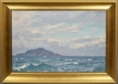 Antique American School Impressionist Seascape Island Nautical Original Painting