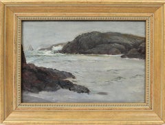 Antique American School Impressionist Seascape Ocean Wave Study Oil Painting