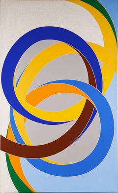 Antigua Escuela Americana Gran Color Abstracto Modernista Pintura Original