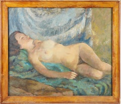 Antique American School Large Impressionist Nude Woman Portrait Oil Painting