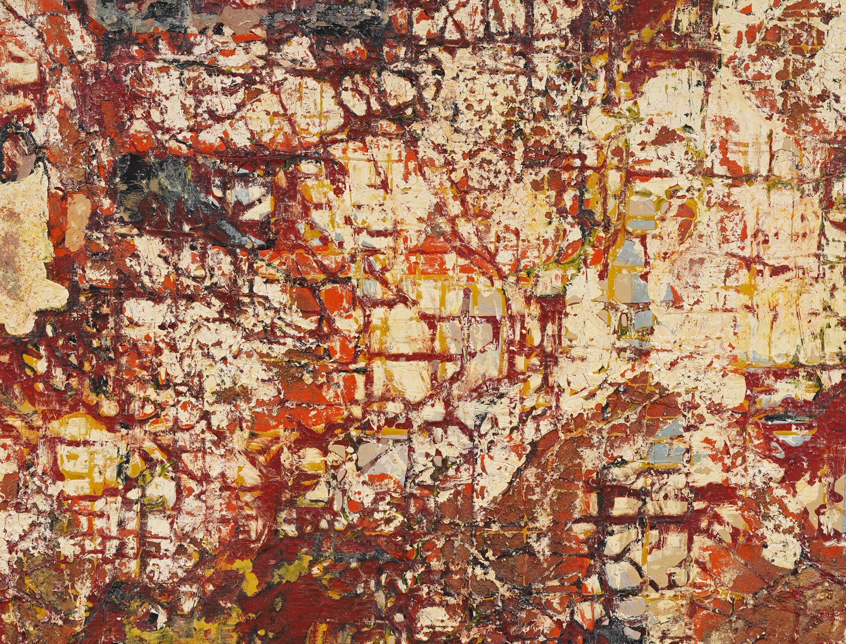 Antico dipinto ad olio di scuola americana della metà del secolo scorso, espressionista astratto - Abstract Painting Marrone di Unknown