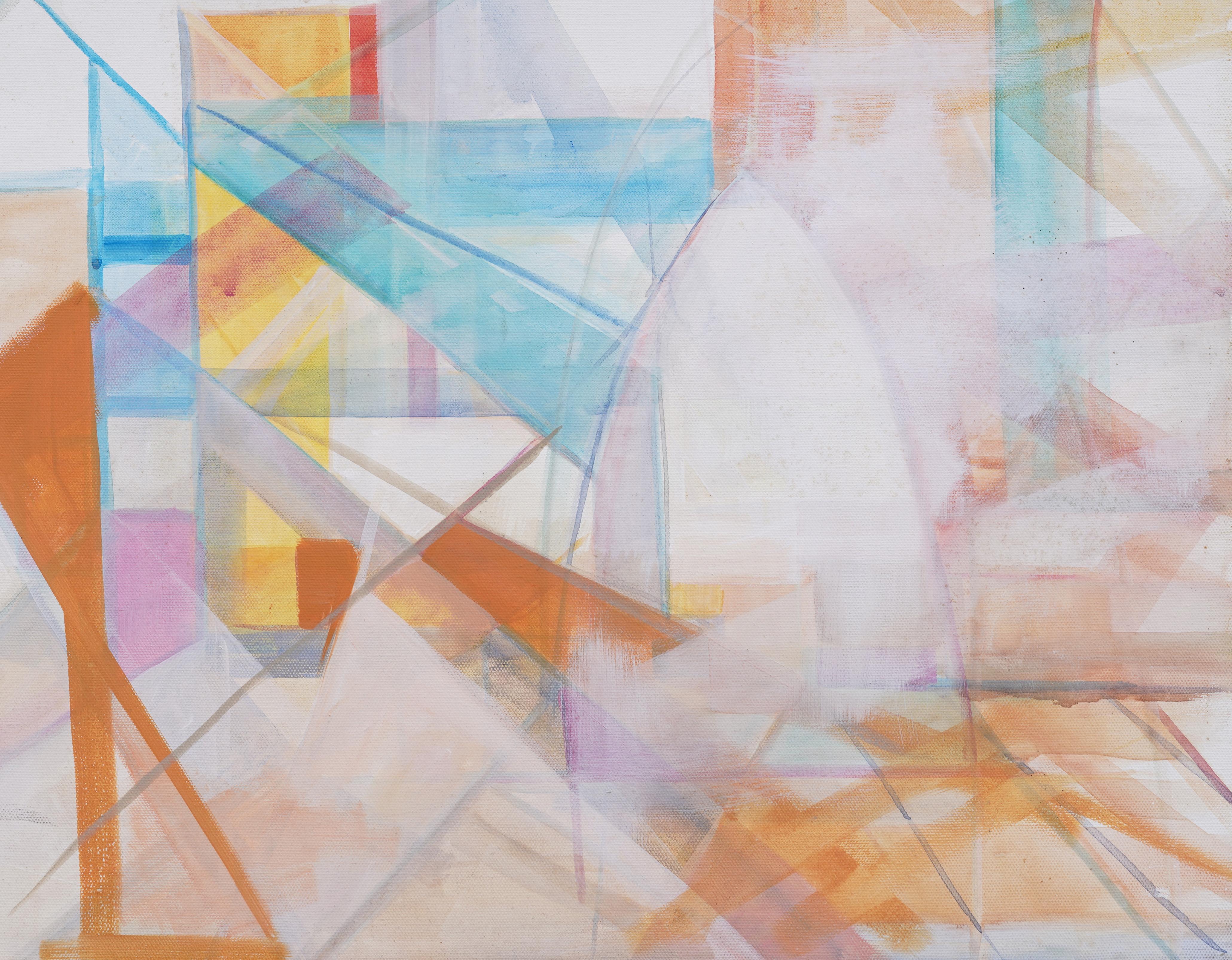 Ancienne école américaine moderniste abstraite encadrée cubiste mi-siècle  Peinture en vente 1