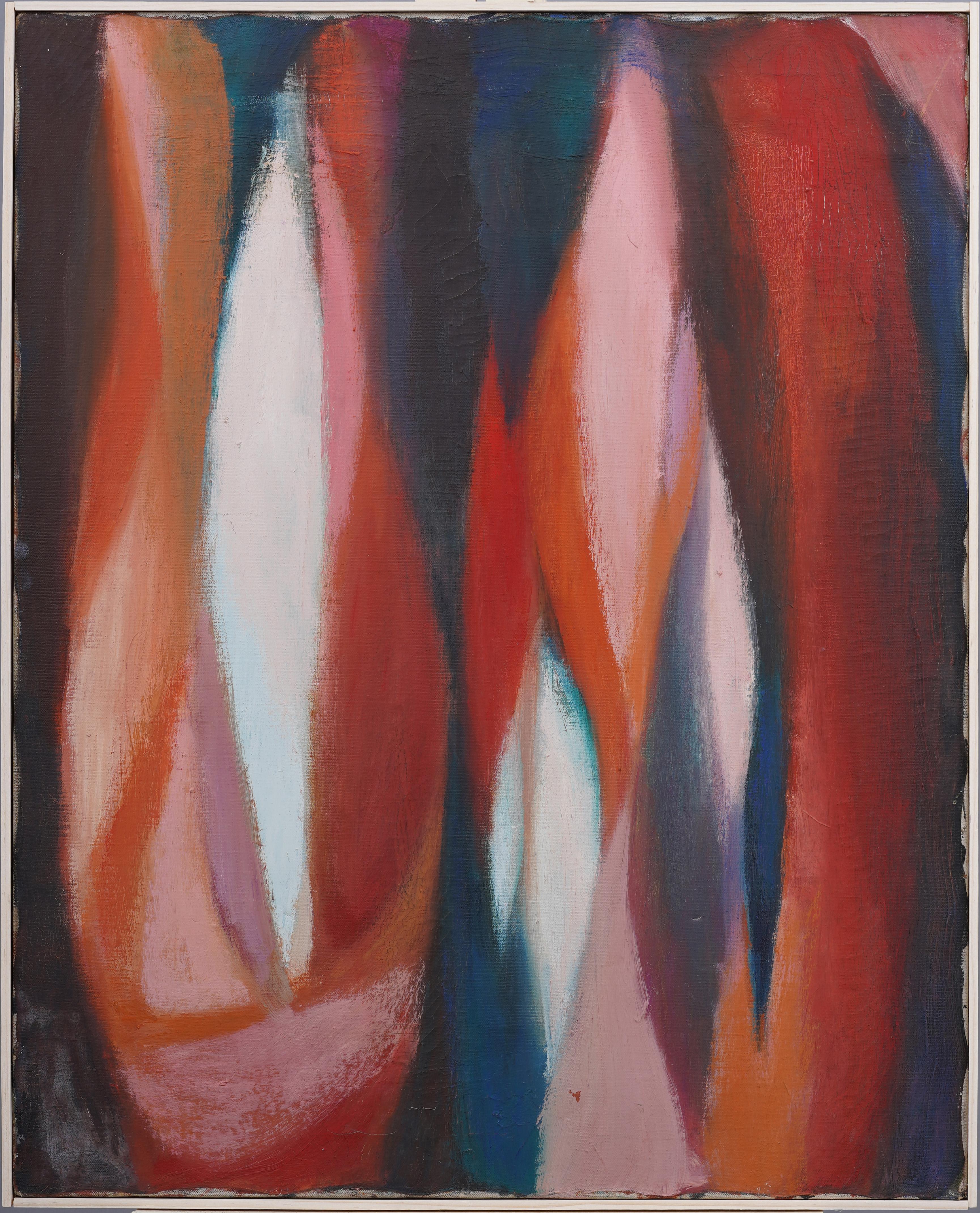 Antigua Escuela Americana Modernista Abstracta Cubista Enmarcada Mid Century  Pintura