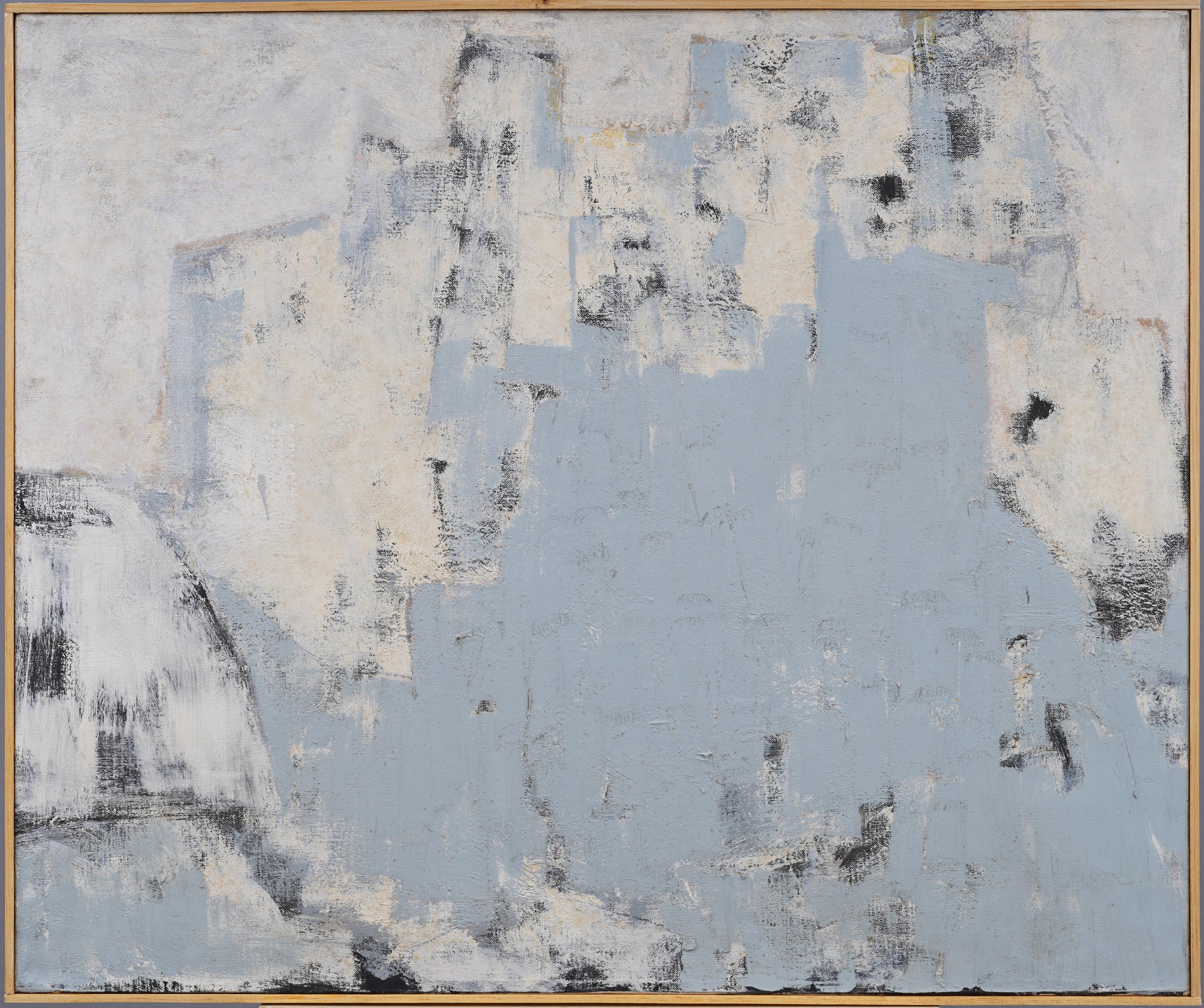 Landscape Painting Unknown - Ancienne école américaine moderniste, expressionniste abstraite, grande peinture encadrée