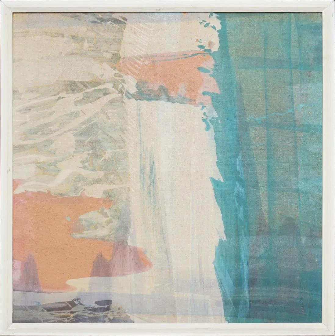 Landscape Painting de Unknown - Pintura al óleo enmarcada Antigua Escuela Americana Modernista Expresionista Abstracta NYC
