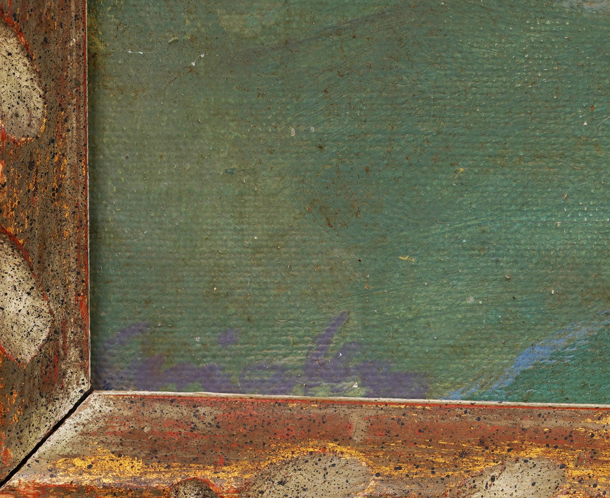 Antique American School Modernist Abstract Landscape Framed Original Painting For Sale 3