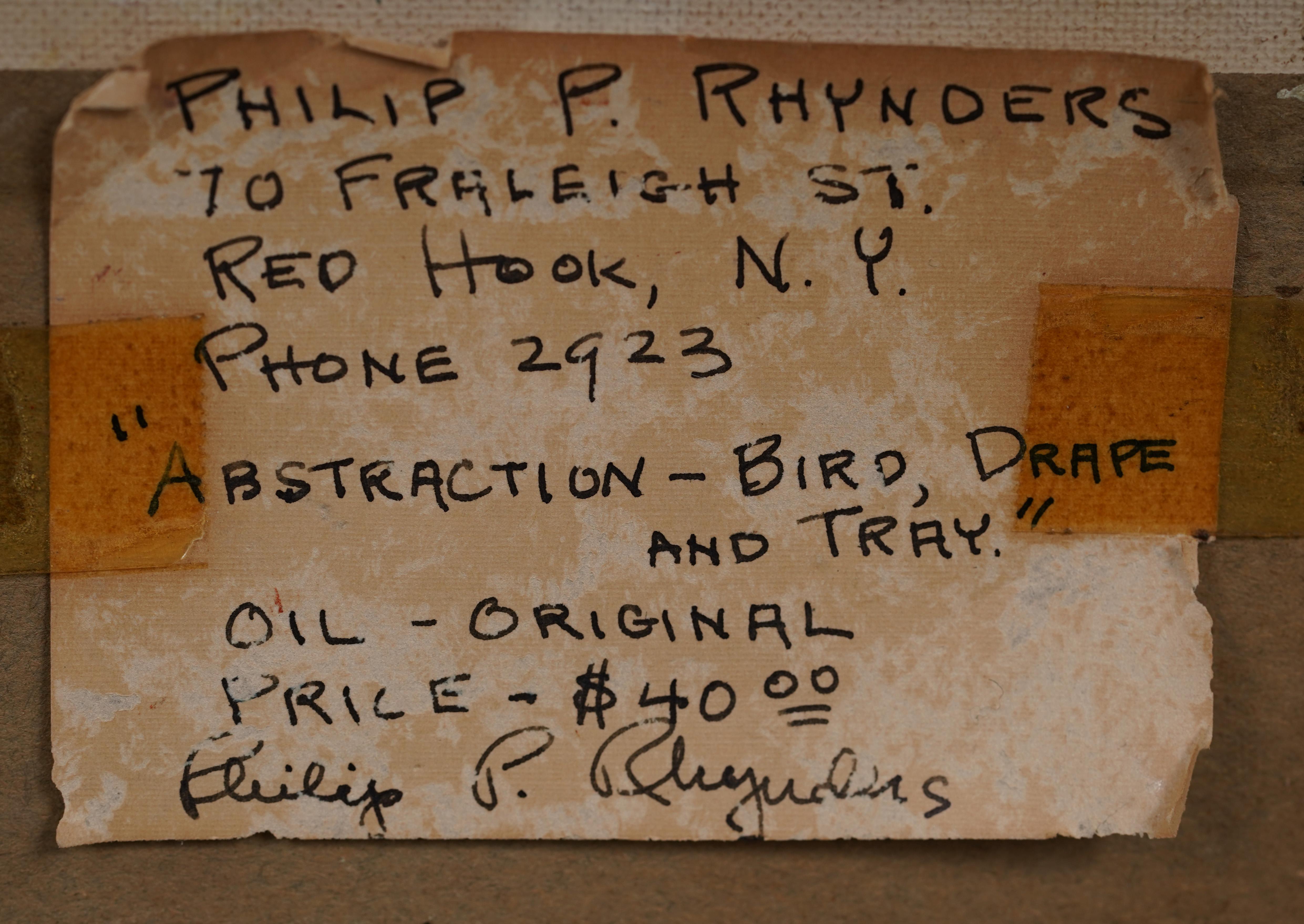 Antique American School Modernist Art Deco Bird Still Life Signed Oil Panting For Sale 3