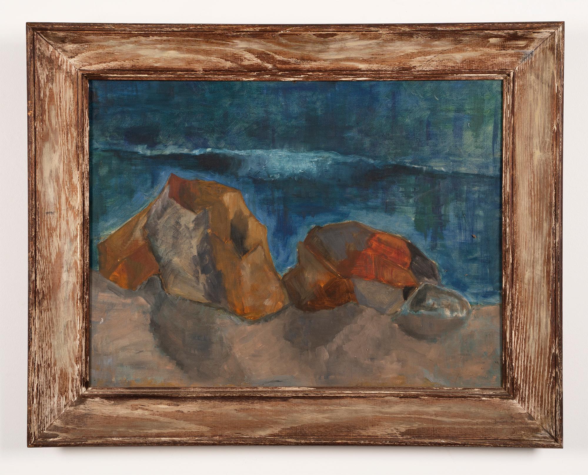 Antikes abstraktes Ölgemälde, Amerikanische Schule, Coastal Ocean Beach, modernistischer Stil (Moderne), Painting, von Unknown