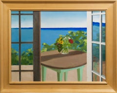 Ancienne peinture à l'huile de l'école américaine moderniste Seascape encadrée Hamptons