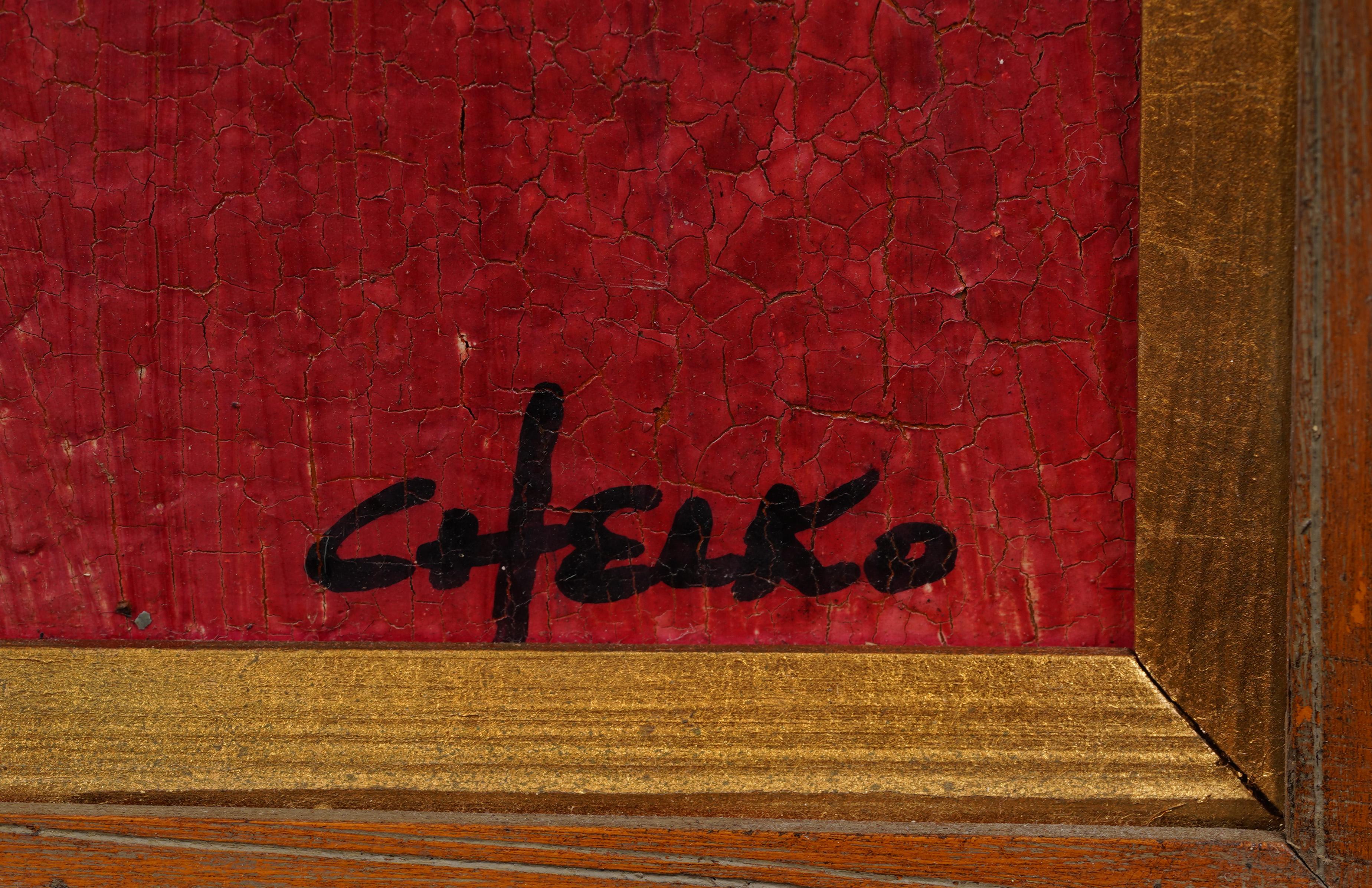 Antiguo Cuadro Expresionista Abstracto de la Escuela Americana Modernista Firmado Enmarcado en venta 2