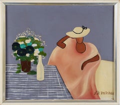 Antico ritratto tropicale di scuola americana firmato