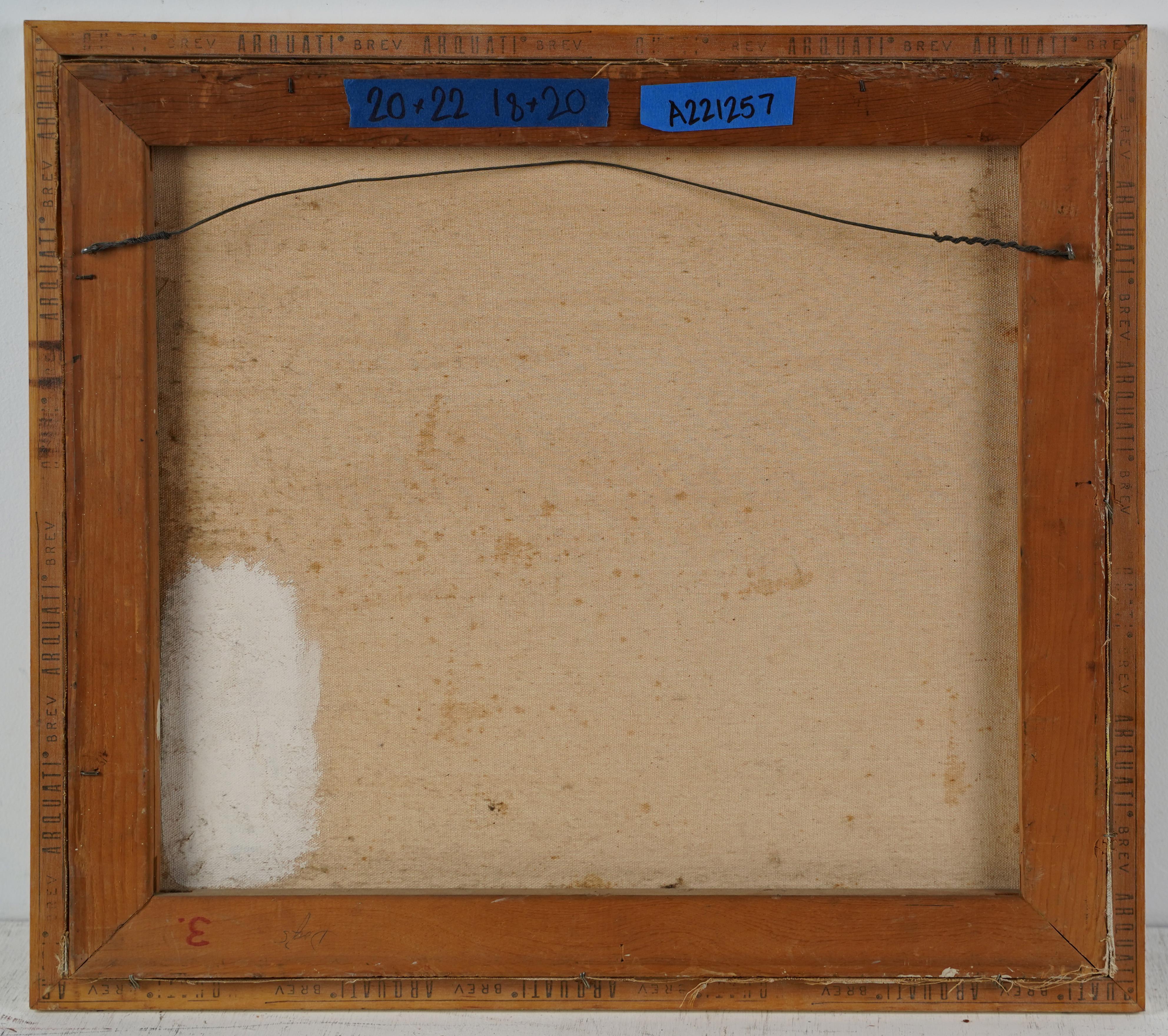 Antiguo cuadro al óleo firmado Retrato tropical modernista de la escuela americana en venta 3