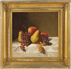 Antique American School Museum Quality Fruit Still Life Framed Oil Painting