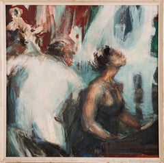 Antique American School New Orleans Jazz Club Singer Portrait Oil Painting 